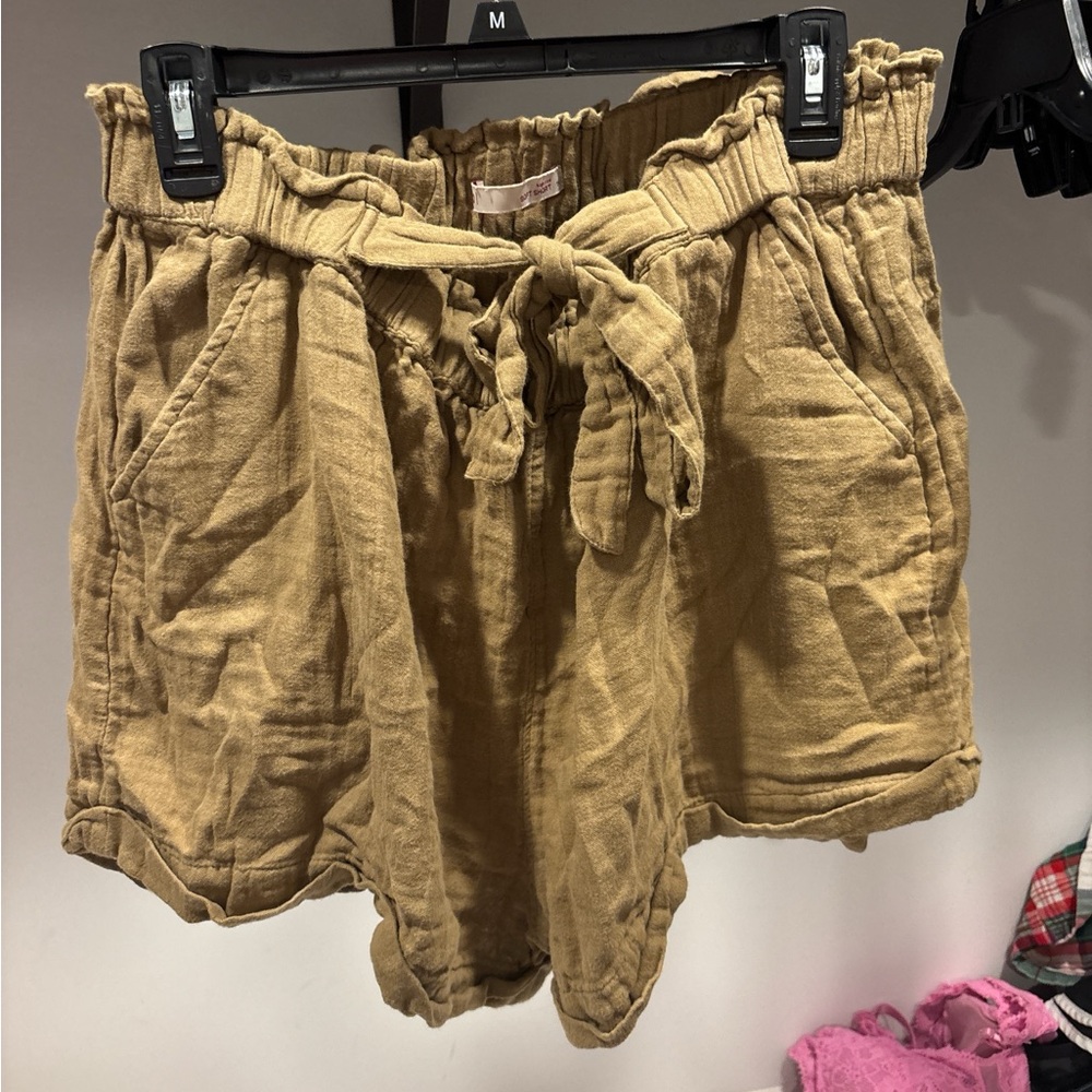 Women's Tan Shorts with Tie Waist